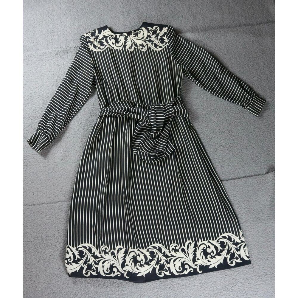 The Wilroy Traveller Dress Womens 12 Black White Striped Wide Belt Zip Vintage